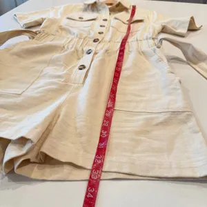 Crescent Cream Button-Up Utility Cotton Belted Romper Size Small‎ thumbnail 6