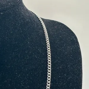 3mm Real Silver Cuban Chain Plated Stainless Steel Waterproof 20 Inch Unisex thumbnail 3