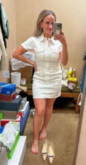 GOOD AMERICAN Fit for Success Utility Dress in Wash Cloud White Size X-Small thumbnail 13