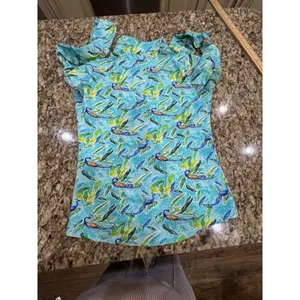 Ladies IBKUL Rachel Jade Multi Long Sleeve Mock Golf Shirt‎ Size XS SPF thumbnail 3