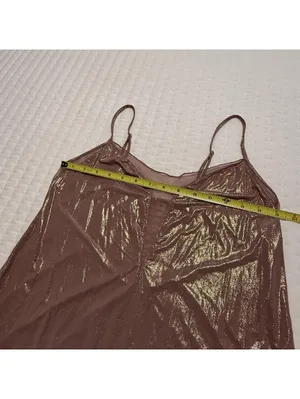 Victoria’s Secret Mauve Pink Rose Gold Shimmer Sz M Medium Nightie Slip Lingerie thumbnail 5