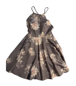 TRAC Skater Dress Floral Mauve Pink‎ Spaghetti Strap NWT Romantic Small thumbnail 1