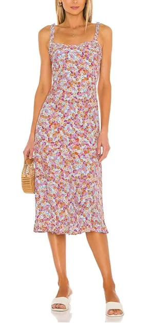 FAITHFULL THE BRAND‎ Noemie Midi Dress Turnesol Floral Print size 4 thumbnail 1
