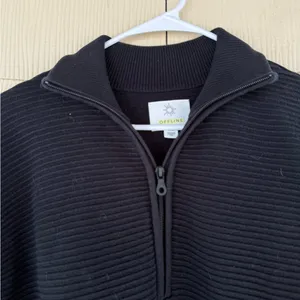 Aerie Offline black ribbed knit quarter-zip sweater thumbnail 2