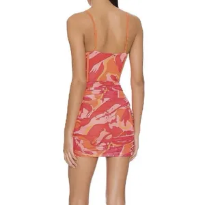 SUPERDOWN NWT‎ Dayana Corset Mini Dress Medium Red Multi Mesh Ruched thumbnail 2