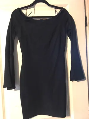 Lulus Black Off The Shoulder Bodycon Dress thumbnail 1