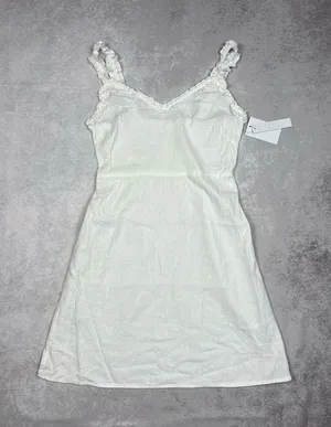 NWT Abound Linen Blend Ruffle V Neck & Strap White Mini Dress thumbnail 1