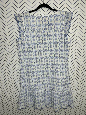 Lilly Pulitzer Eyelet Mini Dress Sleeveless lined blue white Small thumbnail 2