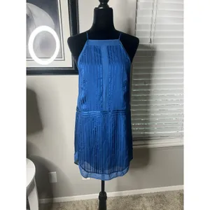 Mason by Michelle‎ Mason Mini Silk Slip Dress 0 Blue Halter Lined thumbnail 10