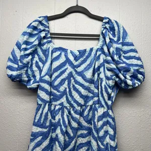 Time and Tru Puff Sleeve Midi Dress Womens XL Beachy Coastal Nautical Open Back thumbnail 4