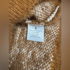 Pink Lily Brown and Cream Crew Neck Sweater with Geometric Pattern thumbnail 9