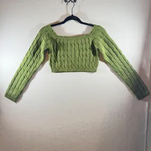 392 | Et Clet Womens Small Cable‎ Knit Cropped Sweater Green Balletcore Preppy thumbnail 2