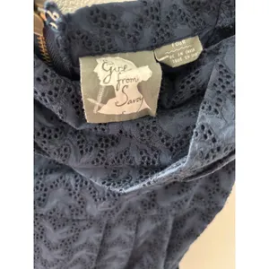 Girl from Savoy Anthropologie Navy Blue‎ Eyelet Halter Dress Pockets Size 4 thumbnail 4