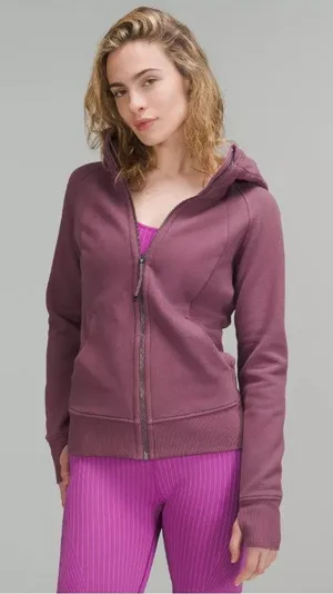 Lululemon Scuba Full Zip Hoodie Plum Purple Thumbhole Women Size 8 Medium thumbnail 1