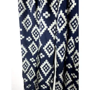 Forever 21 Navy Blue White Geometric Ikat Diamond High Rise Pants Small thumbnail 2