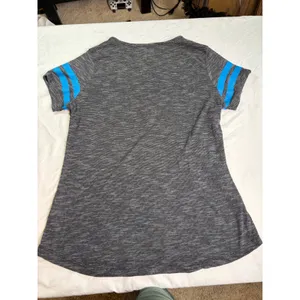 Carolina Panthers NFL womens gray stripe blue graphic V neck T shirt. Size M thumbnail 4