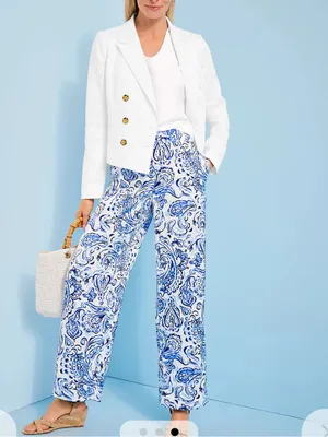 Talbots Satin Wide Leg Silky Pants in Floral Painted Paisley W2387 Plus Size 1X thumbnail 2