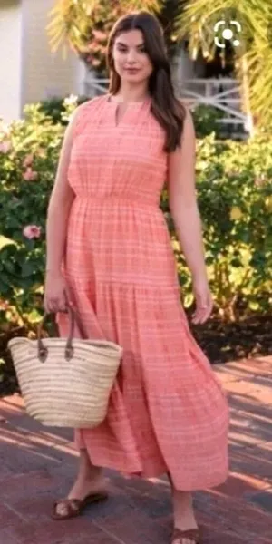 Gal Meets Glam Dress Women 6 Peach Coral Sleeveless Fiona‎ Tiered Maxi Boho thumbnail 1