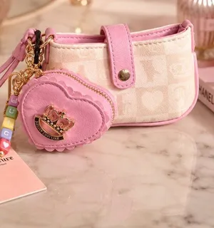 Juicy Couture Sweet Break Time Wristlet Sandstone Pink Heart Pouch NWT thumbnail 1
