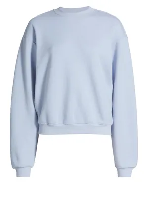 Skims Blue Cotton Blend Crewneck Fleece Sweatshirt Size Small thumbnail 2
