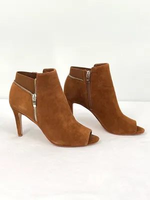 Marc Fisher Serenity Cognac Suede Peep Toe Stiletto Heel Ankle Booties Size 7M thumbnail 10