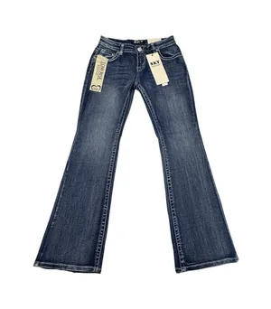SKY Low Rise Bootcut Jeans Womens Size 9/29 Rhinestone Heart Wings NWT Denim thumbnail 1