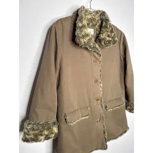 Vintage 2000s J.Jill Brown Faux Fur Lined Coat Jacket Size L thumbnail 14