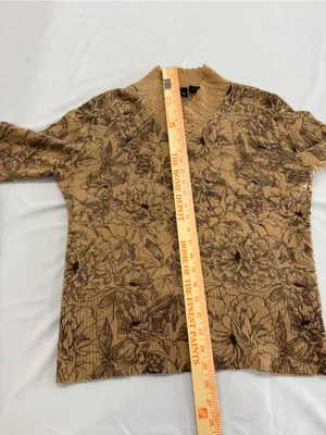 Saks 5th Avenue 100% Cashmere floral brown sweater XL thumbnail 5