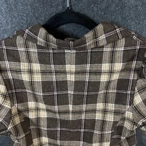 Forever Brown Plaid Wool Blend Cropped Short Sleeve Blazer Jacket Large Y2K thumbnail 11