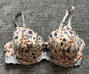 Adore Me Womens 38C Floral Print Lace Trim Bra Lightweight T-Shirt Underwire Bra thumbnail 1