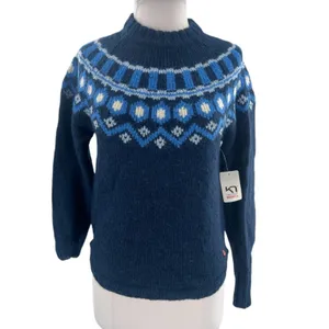 NWT Kari Traa Ringheim‎ Knit Sweater Blue fair isle sz XS thumbnail 2