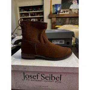 Josef Seibel Sienna 01 Boots Womens 7.5/38 Brown Back Tie‎ Leather Booties Ankle thumbnail 2