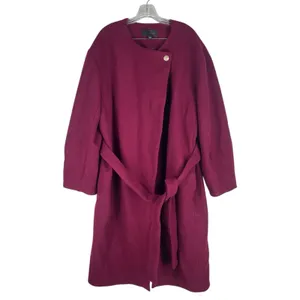 Ann Taylor Tie Waist Balloon Sleeve Wool Blend Coat Mulberry Size XXL thumbnail 4