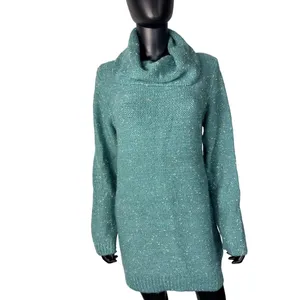 Molly Bracken‎ Teal Blue Cowl Neck Tunic Sweater Metallic Speckled L/XL LA499H20 thumbnail 2