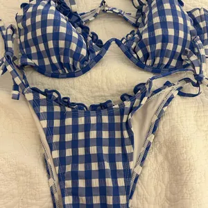 Wild Fable Blue and White Checkered Bikini thumbnail 1