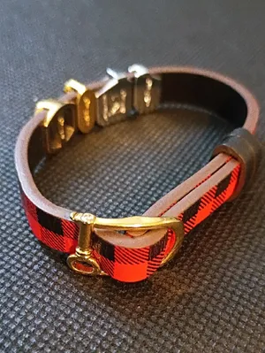 Keep Collective STL Carnials Red and Black Plaid Leather Charm Bracelet thumbnail 4