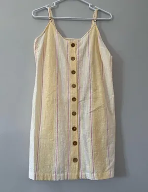 NWT RIP Curl Stripe Surf Dress Tank Dress Yellow Pink White Sundress Size M thumbnail 2