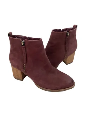 -Blondo Eve Leather Ankle Booties Boots Womens 8.5 Plum Burgundy Waterproof thumbnail 8