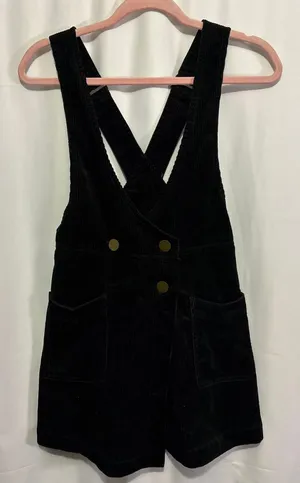 Free People Canyonlands Corduroy Jumper Black Pinafore Dress Size 2 OB832422 thumbnail 1