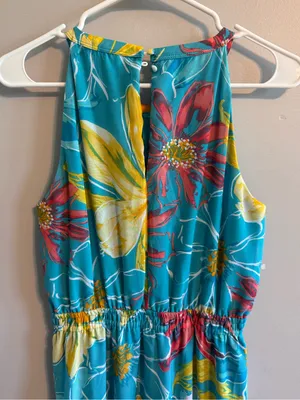 Nine West Floral Maxi Dress Blue‎ Pink Yellow Sleeveless Size 4 thumbnail 5