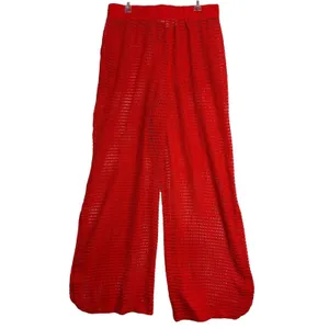 Haute Hippie Style‎ Pants Red Crochet Wide Leg Beach Coverup Boho Beach Resort M thumbnail 3