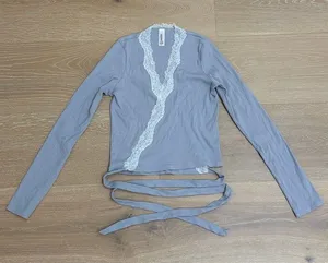 Adore Me Wrap Top Ribbed Ballet Size S Gray thumbnail 1
