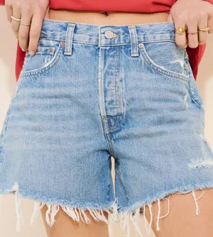 AGOLDE Parker Long Cut-Off Shorts Denim thumbnail 3
