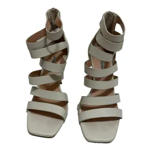 Charles David Velma White Caged‎ Leather Strappy Heels Sandals Size 7.5 thumbnail 2