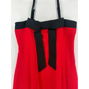 Wild Fable Red Mini Dress Black Bow Adjustable Straps Size S NWT Parisian Chic thumbnail 4