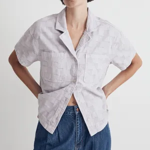 Madewell Garment Dyed Checkerboard Button Up Shirt NL027 Dusty Lavender Size XXL thumbnail 15