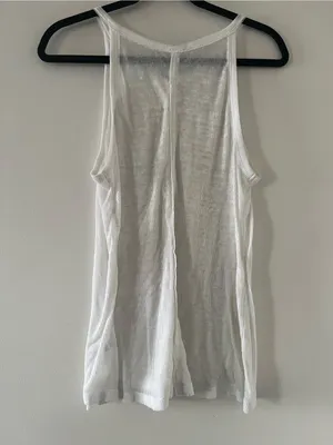 Free People Beach White Henley Ribbed Tank Top Small Cotton Coastal Beach Casual thumbnail 6