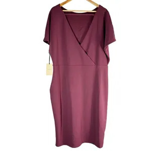 Halogen Cutout Sheath Knee Length Business Casual Dress Size XXL Burgundy thumbnail 3