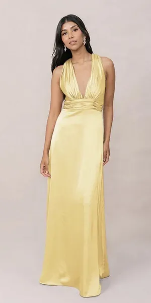 Dylan Satin Dress Yellow-740 thumbnail 1