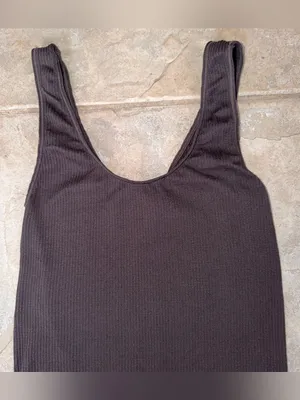 Skims Stretch Rib Scoop Tank Bodysuit In Soot Size S/M thumbnail 3